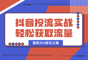 【2025.1.13】抖音投流实战课，轻松获取流量，精准出价，复制大V成功之路，实现变现翻倍-乐仔项目网